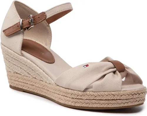 Espadrilky TOMMY HILFIGER - Basic Open Toe Mid Wedge FW0FW04785 Classic Beige ACI