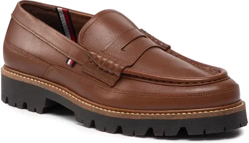 Poltopánky Tommy Hilfiger - Fashion Leather Loafer FM0FM04107 Winter Cognac GVI