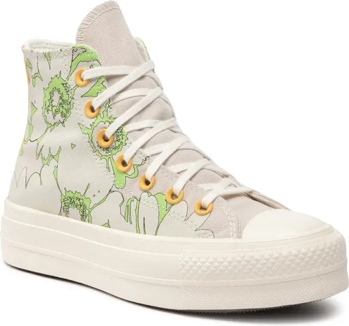 Plátenky Converse - Ctas Lift Hi A00652C Desert Sand/Lime Rave/Egret