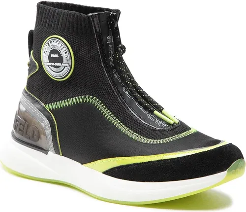 Sneakersy KARL LAGERFELD - KL62159 Black Lthr &amp; Text w/Lime