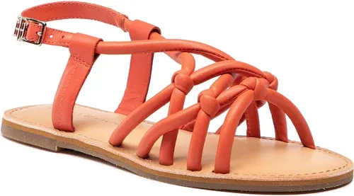 Sandále TOMMY HILFIGER - Flat Strappy Sandal FW0FW06668 Rustic Clay SN2