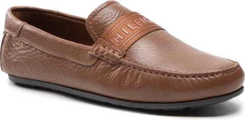 Mokasíny TOMMY HILFIGER - Printed Hilfiger Leather Driver FM0FM04113 Winter Cognac GVI