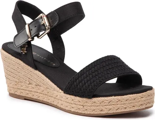 Espadrilky TOMMY HILFIGER - Th Textured Low Wedge Sandal FW0FW06555 Black BDS