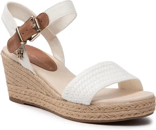 Espadrilky TOMMY HILFIGER - Th Textured Low Wedge Sandal FW0FW06555 Ecru YBL