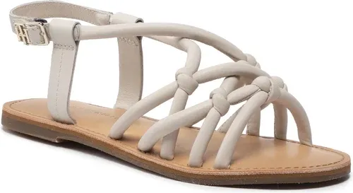 Sandále TOMMY HILFIGER - Flap Strappy Sandal FW0FW06668 Feather White AF4