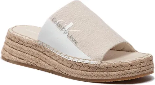 Espadrilky CALVIN KLEIN JEANS - Sporty Wedge Sandal Monogram YW0YW00566 Eggshell ACF