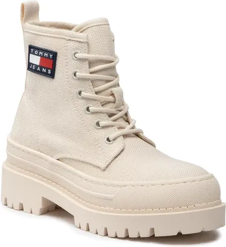 Outdoorová obuv TOMMY JEANS - Foxing Boot EN0EN01903 White Dove AF2