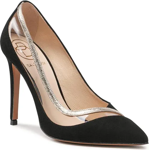 Lodičky Baldowski - D04081-E160-001 Zamsz Czarny/Vinyl/Skóra Złota