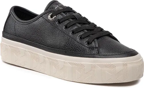 Sneakersy TOMMY HILFIGER - Essential Th Leather Sneaker FW0FW06556 Black BDS