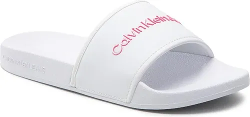 Šľapky CALVIN KLEIN JEANS - Slide Bold Institutional YW0YW00720 White/Neon Pink 0LA