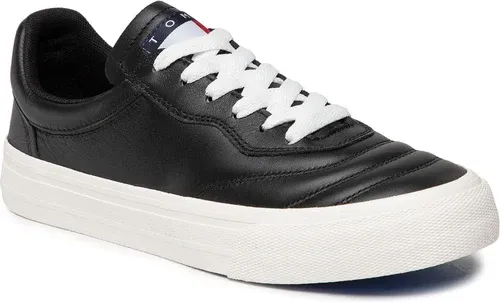 Tenisky TOMMY JEANS - Leather Soccer Vulc EM0EM01026 Black BDS