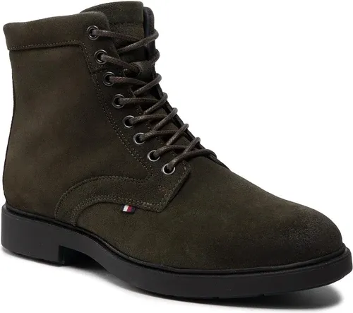 Čižmy TOMMY HILFIGER - Elevated Rounded Suede Lace Boot FM0FM04185 Olive MR9