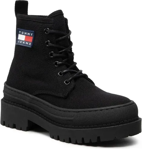 Outdoorová obuv TOMMY JEANS - Foxing Boot EN0EN01903 Black BDS