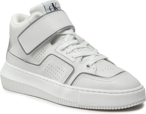 Sneakersy CALVIN KLEIN JEANS - Chunky Cupsole Laceup Mid M YW0YW00811 White/Silver 0LC