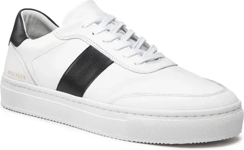 Sneakersy Tommy Hilfiger - Premium Cupsole Stripe FM0FM04284 White/Black 0K5