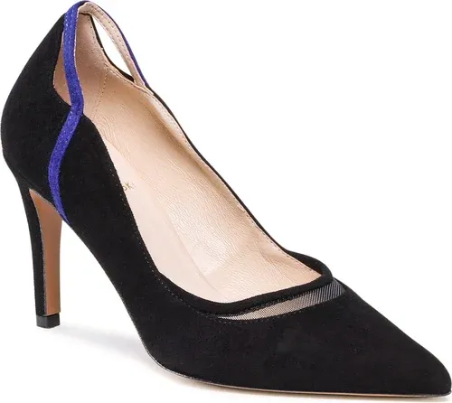 Lodičky Baldowski - D04070-2835-001 Zamsz Czarny/Siatka Czarna/Zamsz Fiolet