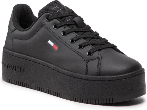 Sneakersy Tommy Jeans - Flatform Ess EN0EN02043 Triple Black 0GK