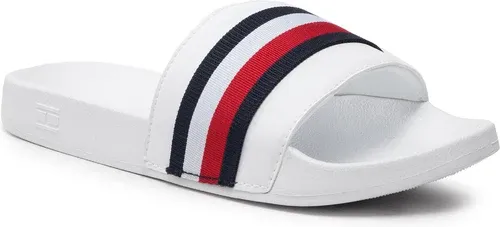 Šľapky Tommy Hilfiger - Corporate Web Detail Slide FW0FW06719 White YBR