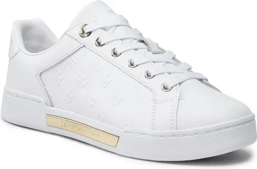 Sneakersy TOMMY HILFIGER - Embossed Monogram Sneaker FW0FW06735 White/Gold 0K6