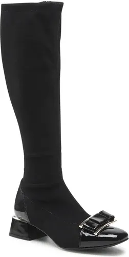 Čižmy Sagan - 4773/1 Czarna Lycra/Czarny Lakier