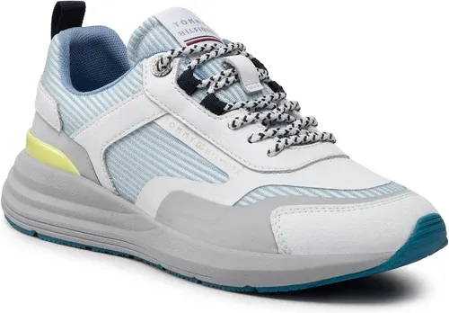Sneakersy Tommy Hilfiger - Feminnie Material Mix Runner FW0FW06593 Breezy Blue C1O