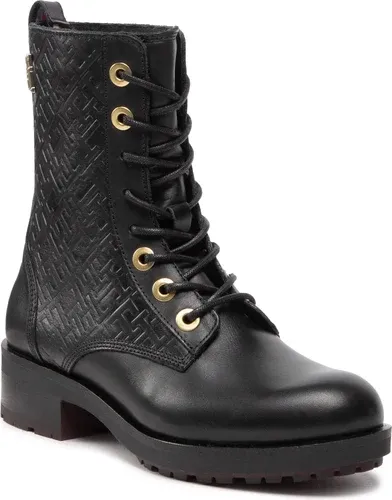 Členkové čižmy TOMMY HILFIGER - Th Monogram Biker Boot FW0FW06817 Black BDS