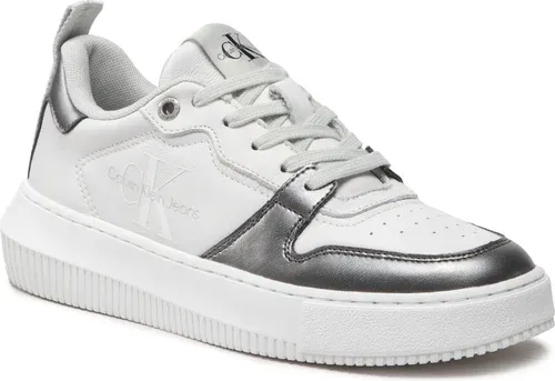 Sneakersy CALVIN KLEIN JEANS - Chunky Cupsole Laceup Metallic YW0YW007830LB White/Silver 0LB