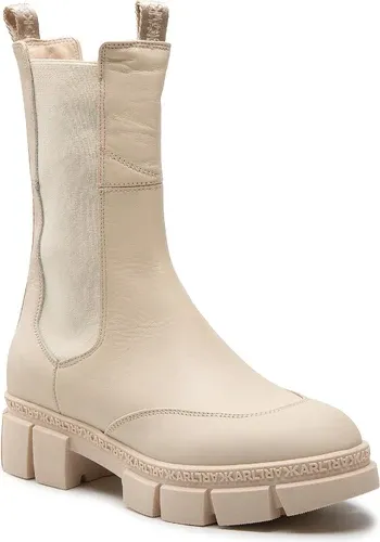 Členková obuv s elastickým prvkom KARL LAGERFELD - KL43280 Cream Lthr
