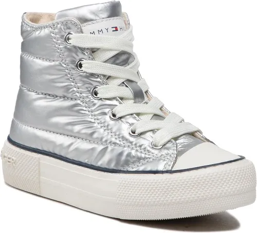 Tramky TOMMY HILFIGER - High Top Lace-Up Sneaker T3A9-32290-1437 M Silver 904