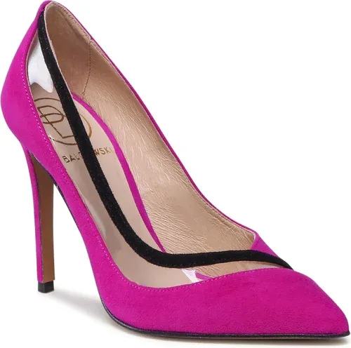 Lodičky Baldowski - D04081-E160-005 Zamsz Fuksja/Vinyl/Zamsz Czarny