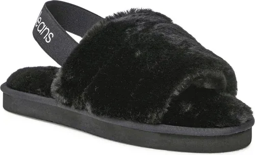 Papuče Calvin Klein Jeans - Home Slipper Fakefur Elastic YW0YW00751 Black BDS