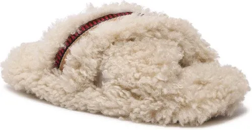 Papuče Tommy Hilfiger - Sherpa Fur Home Slippers Strap FW0FW06576 Classic Beige ACI