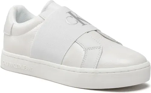 Sneakersy Calvin Klein Jeans - Classic Cupsole Ribbon Lth YW0YW00776 White/Silver 0LB