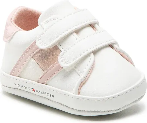 Sneakersy TOMMY HILFIGER - Velcro Shoe T0A4-32111-0724 White/Pink X134