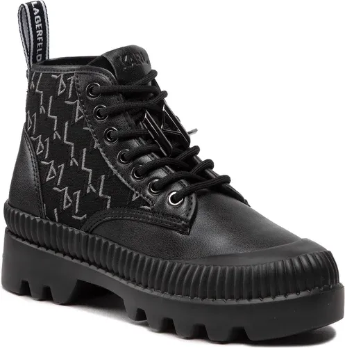 Členkové čižmy KARL LAGERFELD - KL42531 Black Vg Lthr/Txt Mono