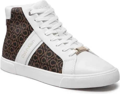 Sneakersy Calvin Klein - Low Profile High Top-Mono HW0HW01270 White/Brown Mono WHT