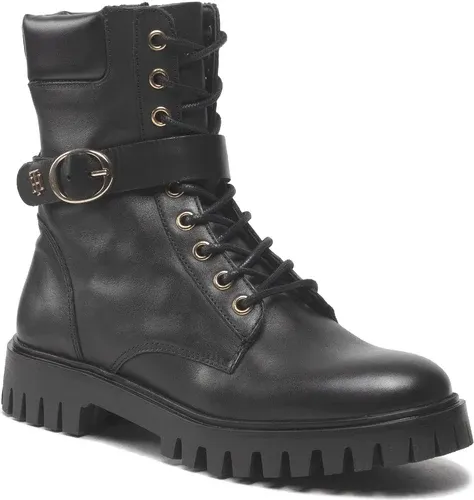 Outdoorová obuv TOMMY HILFIGER - Buckle Lace Up Boot FW0FW06734 Black BDS