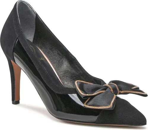 Lodičky Baldowski - D04260-2835 Zamsz Czarny/Lakier Czarny