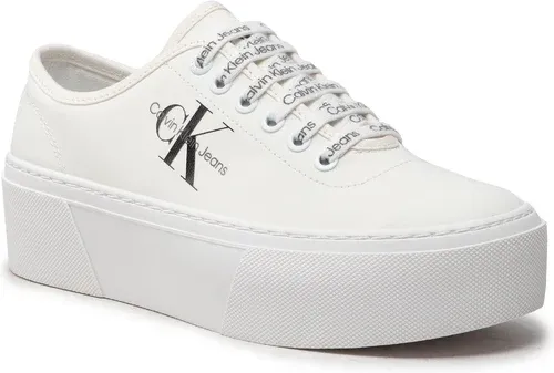 Sneakersy Calvin Klein Jeans - Cupsole Flatform Laceup Low Txt YW0YW00766 Bright White YAF