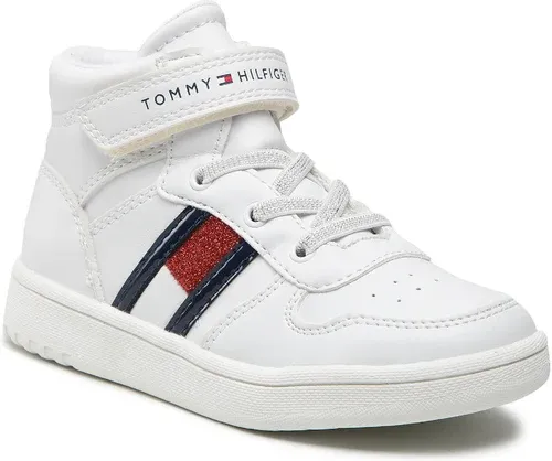 Sneakersy TOMMY HILFIGER - Higt Top Lace-Up/Velcro Sneaker T3A9-32330-1438 S White 100