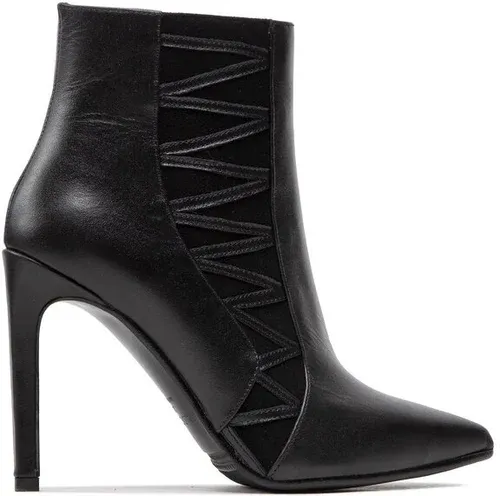 Členková obuv Baldowski - D04055-1451-001 Skóra Czarna/Zamsz Czarny