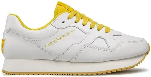 Sneakersy Calvin Klein Jeans - Retro Runner Low Lth-Tpu Wn YW0YW00787 White/Dune Yellow 0K5