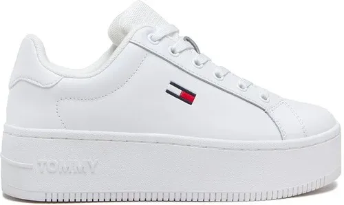 Sneakersy TOMMY JEANS - Flatform Ess EN0EN02043 White YBR