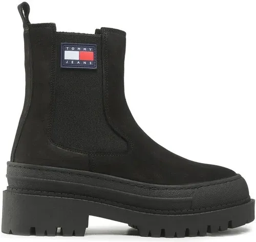 Členková obuv s elastickým prvkom Tommy Jeans - Womens Chelsea Foxing Boot EN0EN01921 Black BDS