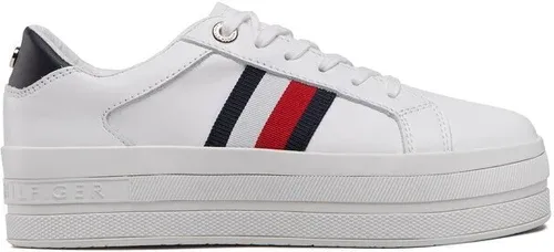 Sneakersy Tommy Hilfiger - Th Webbing Flatform Cupsole FW0FW06731 White YBR