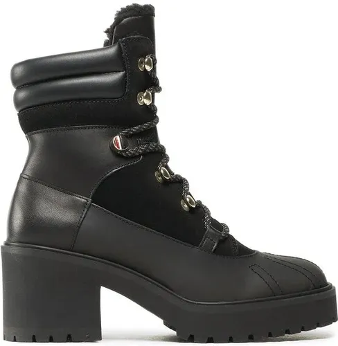 Členková obuv TOMMY HILFIGER - Heel laced Outdoor Boot FW0FW06804 Triple Black 0GK