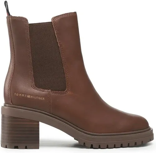 Členková obuv Tommy Hilfiger - Outdoor Chelsea Mid Heel Boot FW0FW06737 Truffle Brown GT7