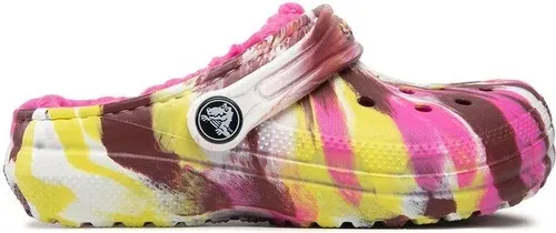 Šľapky Crocs - Classic Lined Marbled Cgk 207773 Electric Pink/Multi