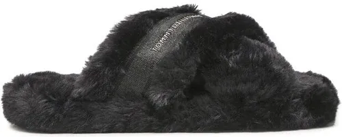 Papuče Tommy Hilfiger - Fur Home Slippers Wiht Straps FW0FW06889 Black BDS