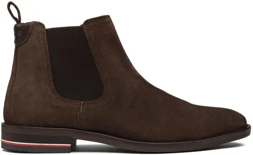 Členková obuv s elastickým prvkom Tommy Hilfiger - Signature Hilfiger Suede Chelsea FM0FM04175 Cocoa GT6